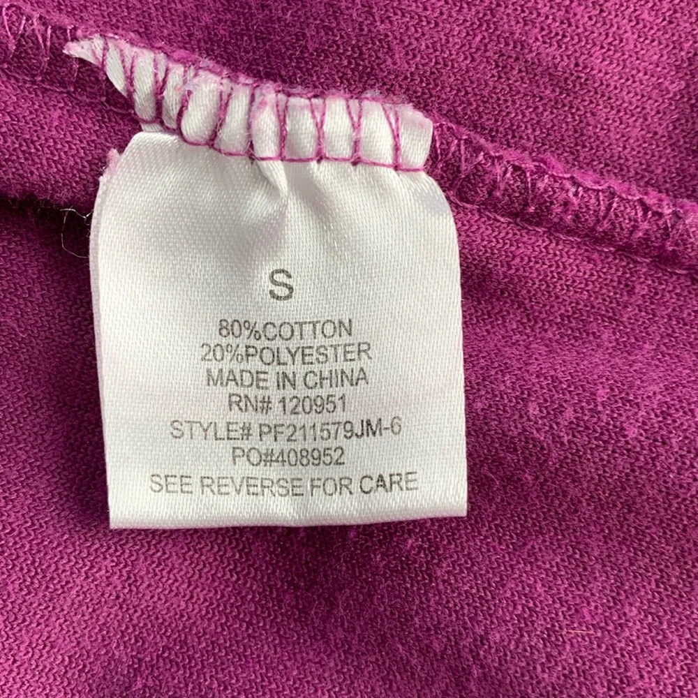 PINK ROSE Girl’s Hot Pink Hoodie Velour Sequin Peace Sign Full Zip Pockets‎ S